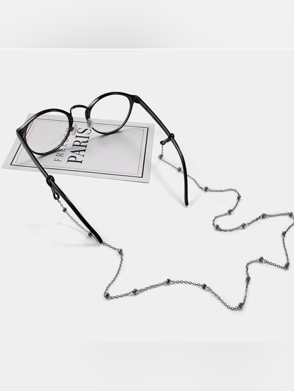 Women's Beaded Chain Eyeglass Holder - Gunmetal NEW